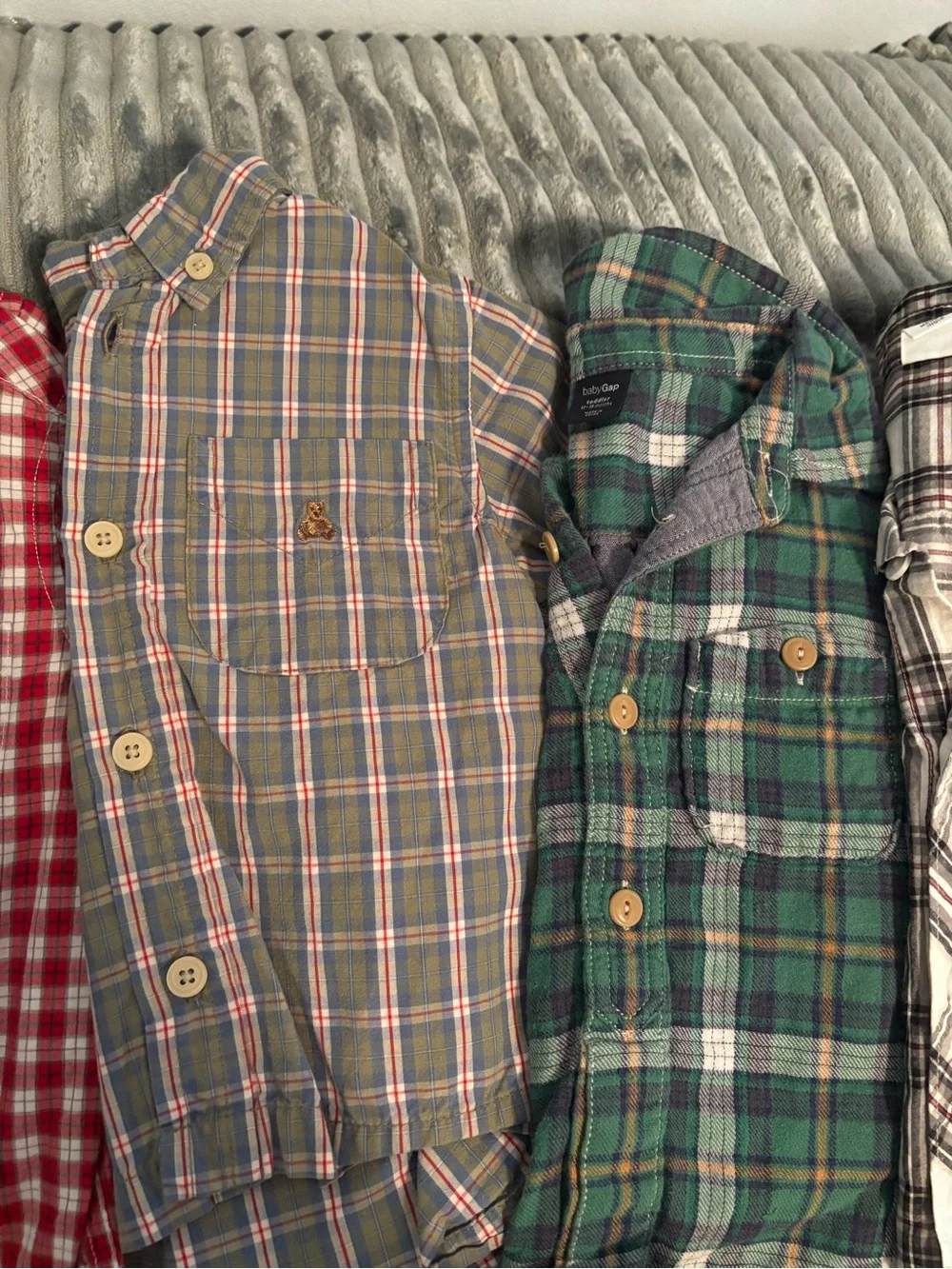 Large lot of Name Brand 12-18 months boys flannel shirts